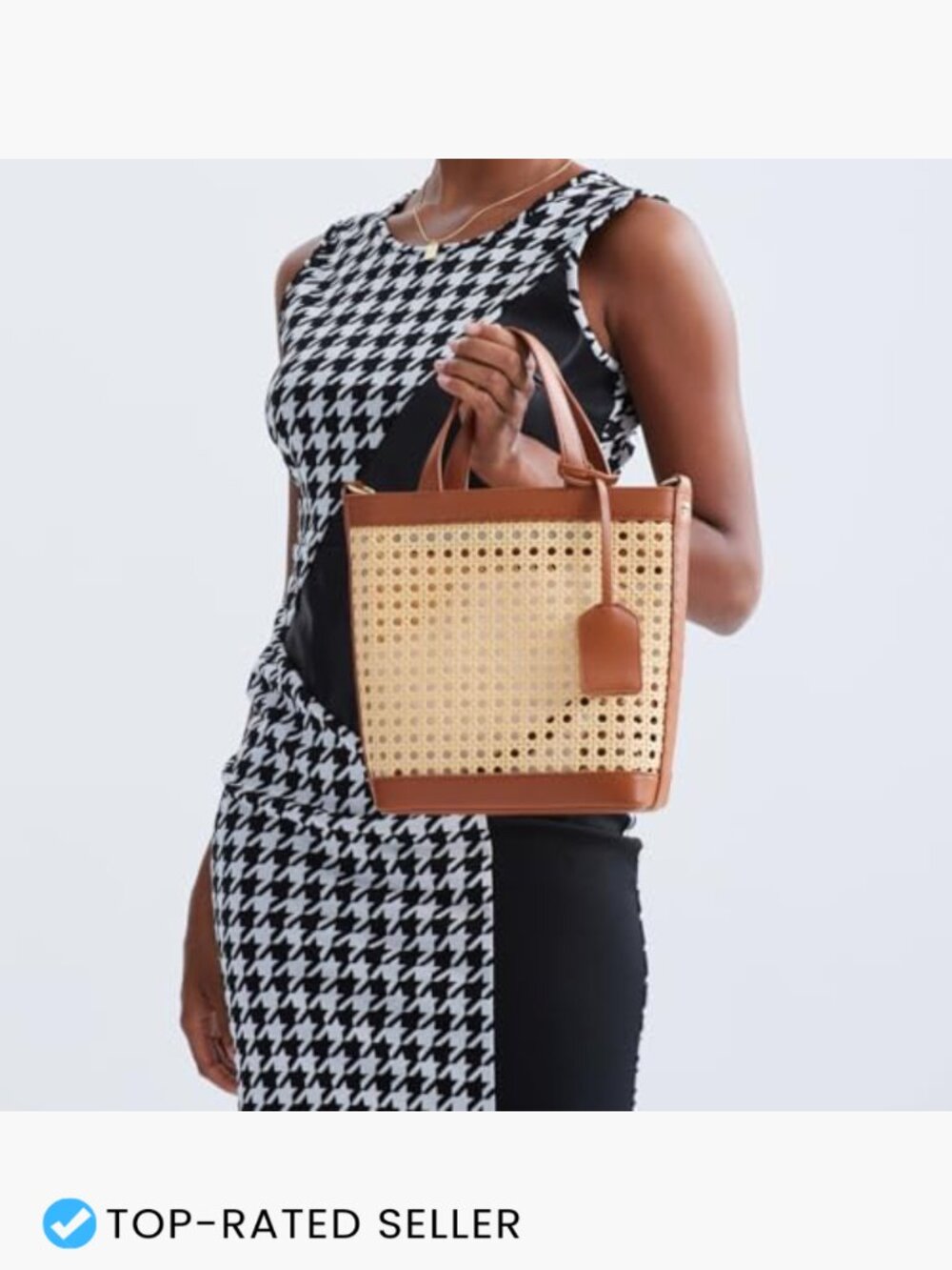 Woven Straw Beach Bag Summer Bucket Tote Top Handle Drawstring Rattan Purse - Picture 4 of 7